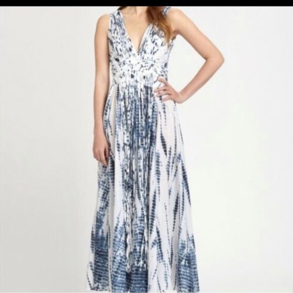 Michael Michael Kors cotton blue and white tie-dye fringe maxi dress size XXS - Picture 2 of 10
